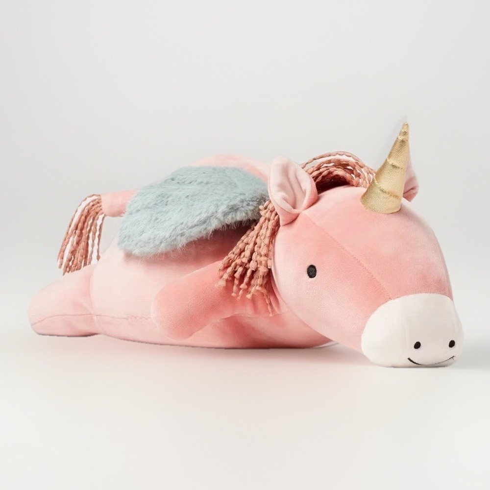 Pillowfort Pegasus Weighted Plush Throw Pillow Soft Stuffed Animal for Kids Pink